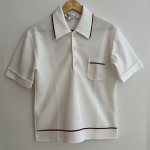 VINTAGE K.P. Knitwear White Polo Shirt Boxy Preppy Tennis Resortwear 70's Unisex